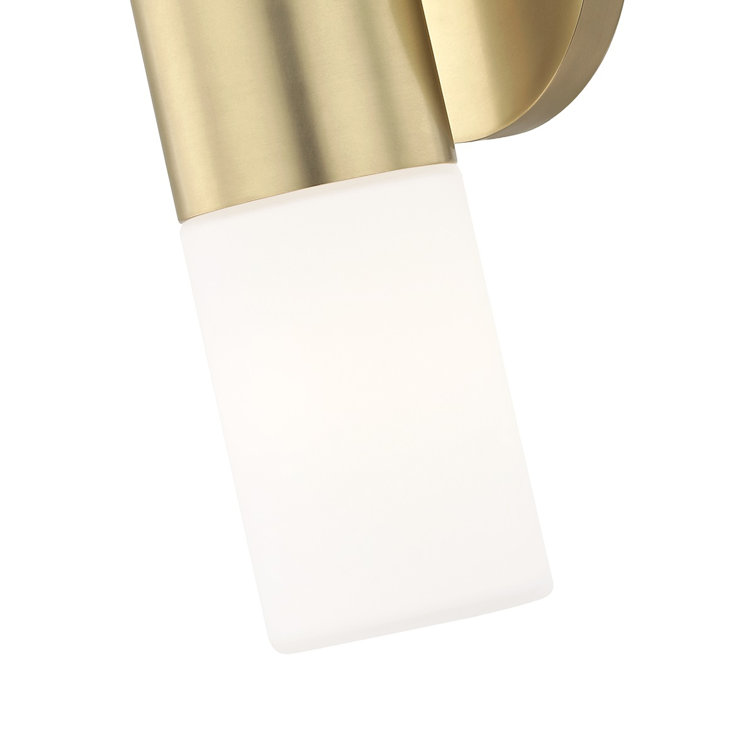 Lola Aged Brass Opal Matte Glass 2-Light Outdoor Wall Sconce