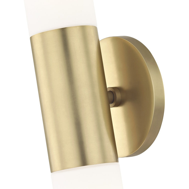 Lola Aged Brass Opal Matte Glass 2-Light Outdoor Wall Sconce