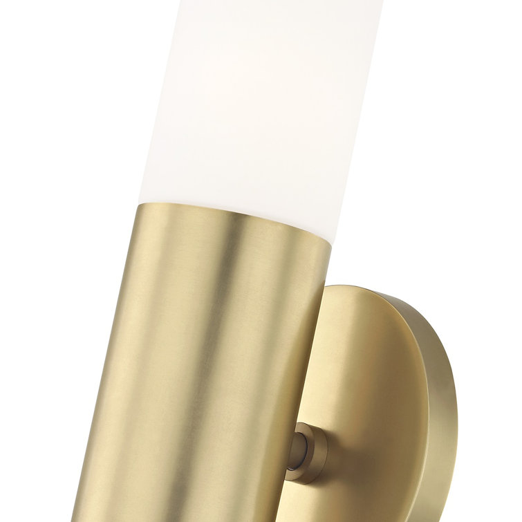 Lola Aged Brass Opal Matte Glass 2-Light Outdoor Wall Sconce