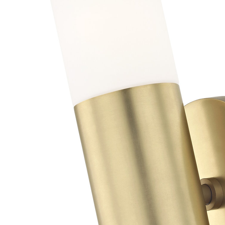 Lola Aged Brass Opal Matte Glass 2-Light Outdoor Wall Sconce