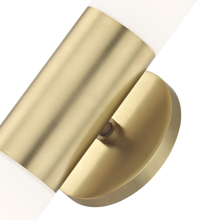Lola Aged Brass Opal Matte Glass 2-Light Outdoor Wall Sconce