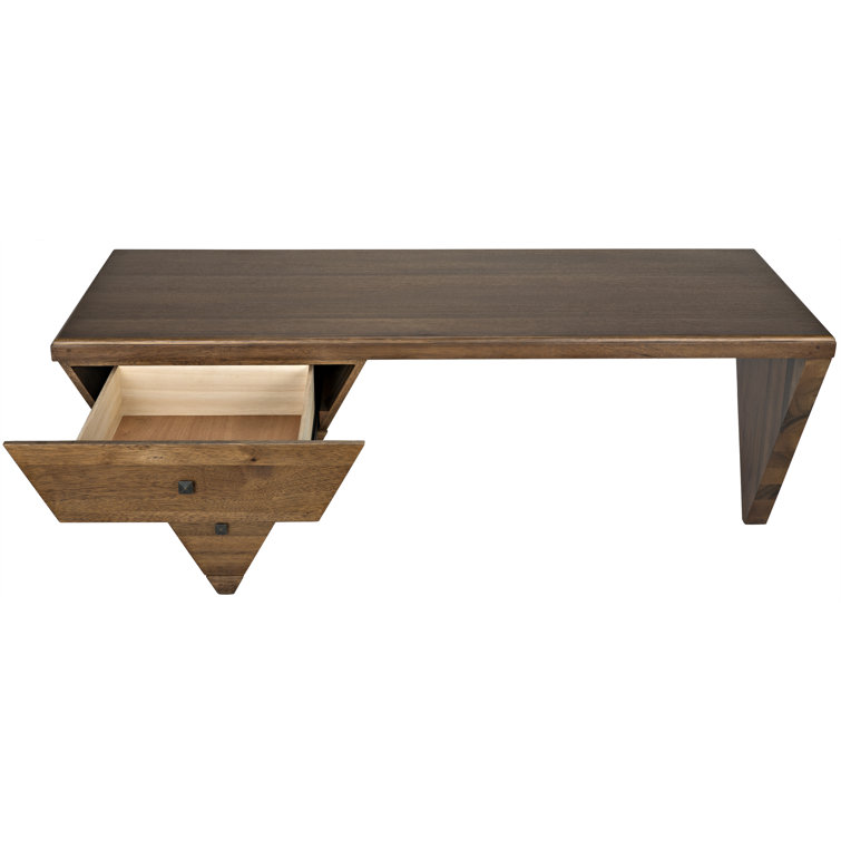 Tetramo Dark Walnut Wood Writing Desk with Drawers