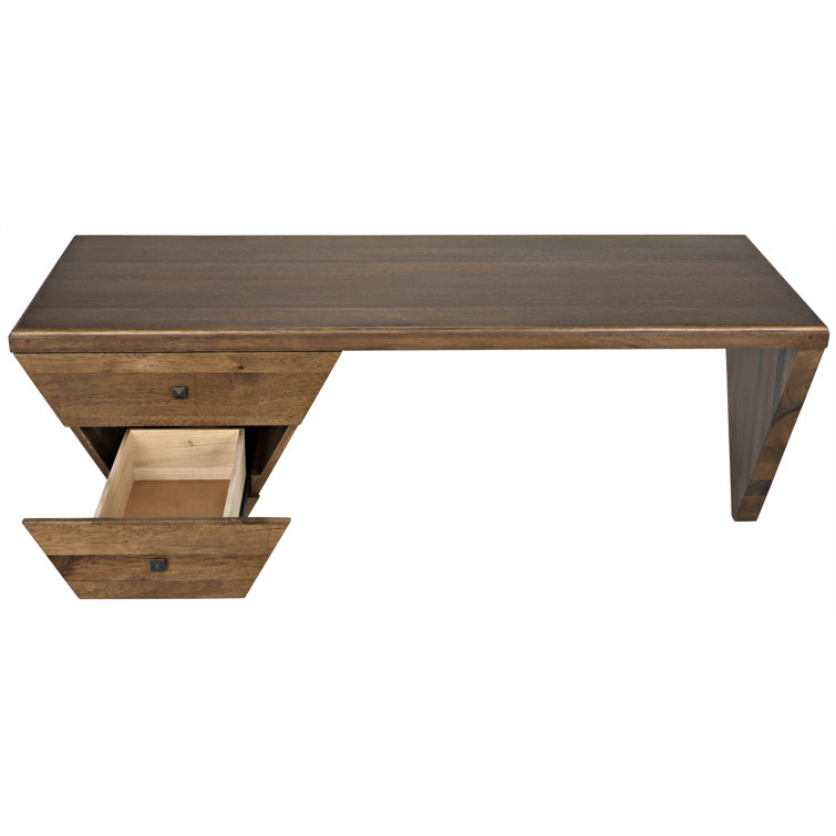 Tetramo Dark Walnut Wood Writing Desk with Drawers