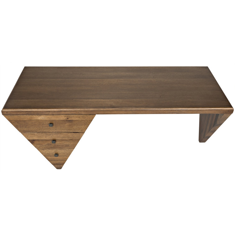Tetramo Dark Walnut Wood Writing Desk with Drawers