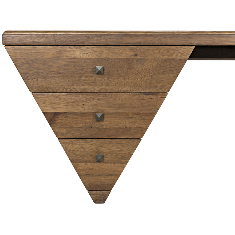 Tetramo Dark Walnut Wood Writing Desk with Drawers