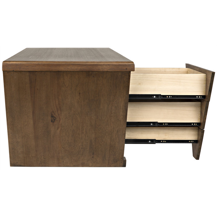 Tetramo Dark Walnut Wood Writing Desk with Drawers