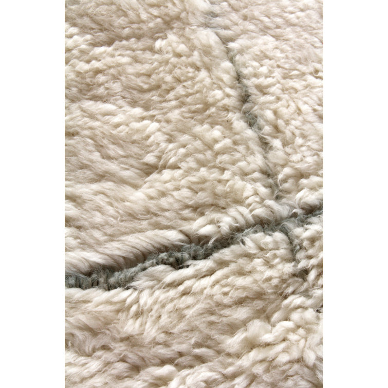 Ivory and Blue Hand-Knotted Bohemian Wool Rug 8' x 10'