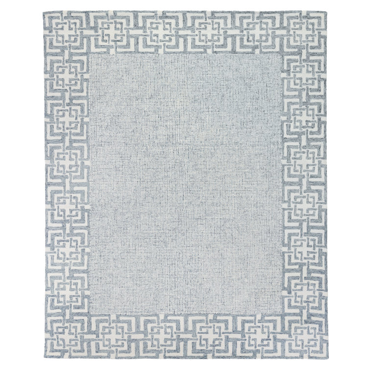 Caprice Blue Geometric Handmade Tufted Wool Area Rug 12' x 15'