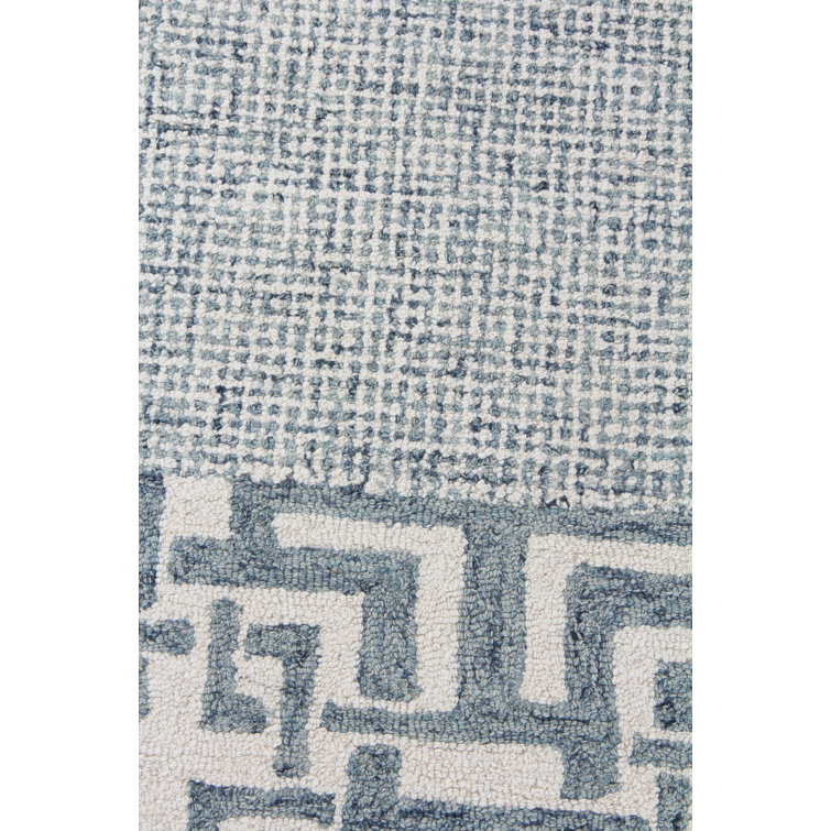 Caprice Blue Geometric Handmade Tufted Wool Area Rug 12' x 15'
