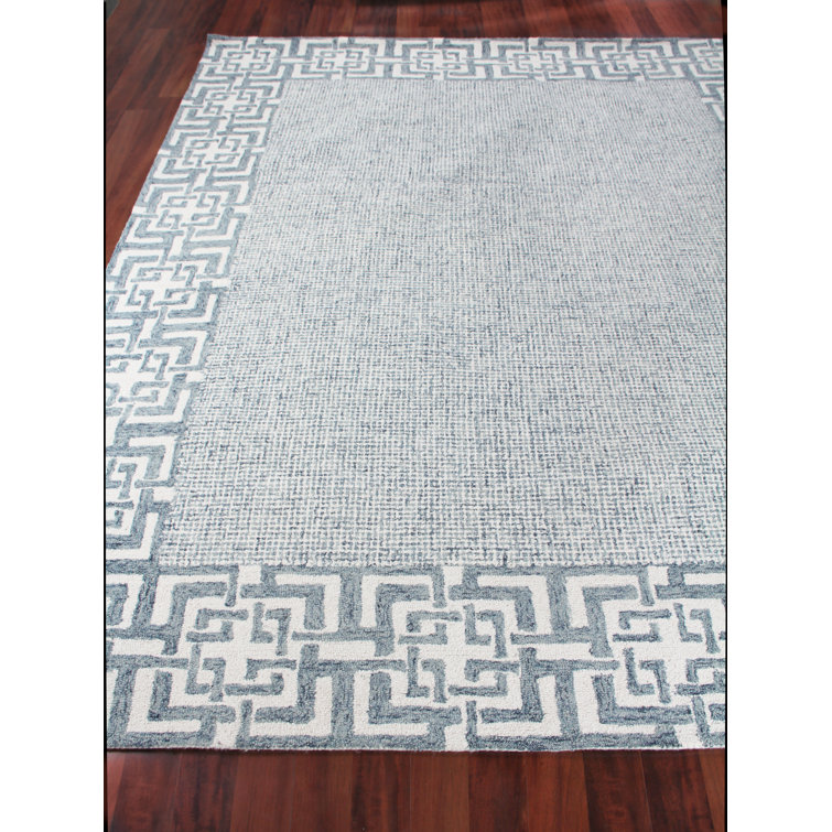 Caprice Blue Geometric Handmade Tufted Wool Area Rug 12' x 15'