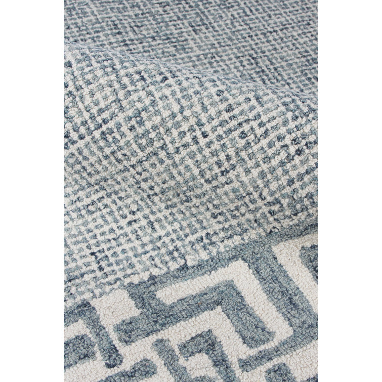 Caprice Blue Geometric Handmade Tufted Wool Area Rug 12' x 15'