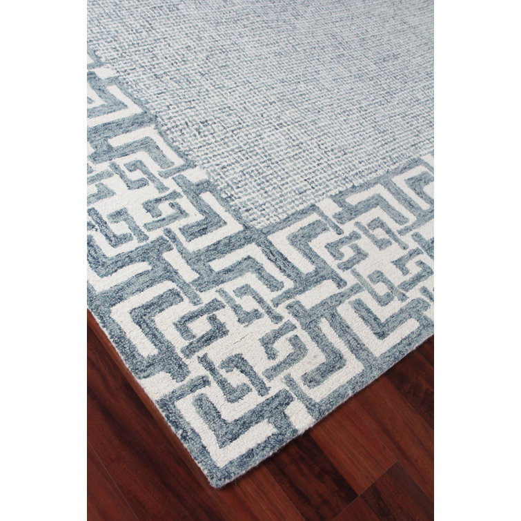 Caprice Blue Geometric Handmade Tufted Wool Area Rug 12' x 15'