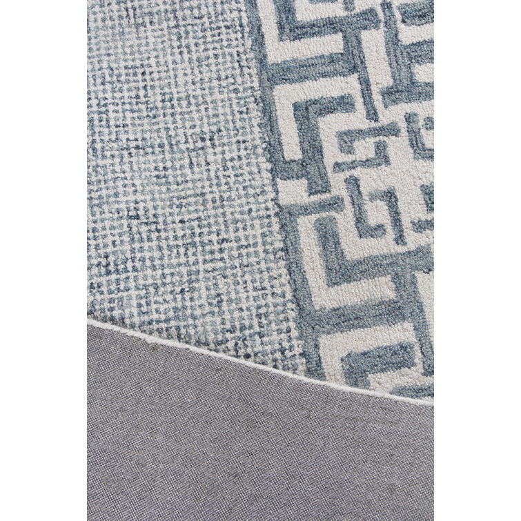 Caprice Blue Geometric Handmade Tufted Wool Area Rug 12' x 15'