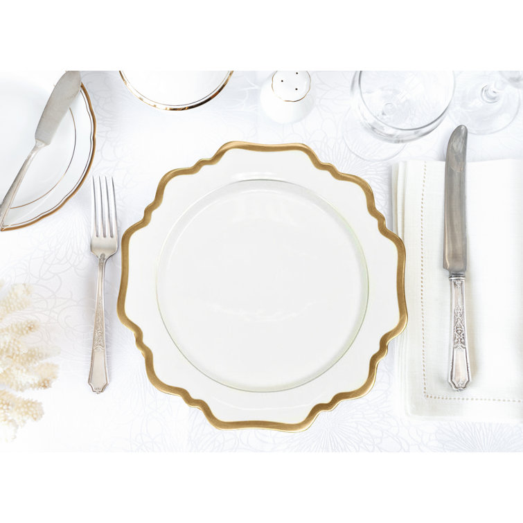 Green and Gold Hand-Painted Porcelain Salad Plate