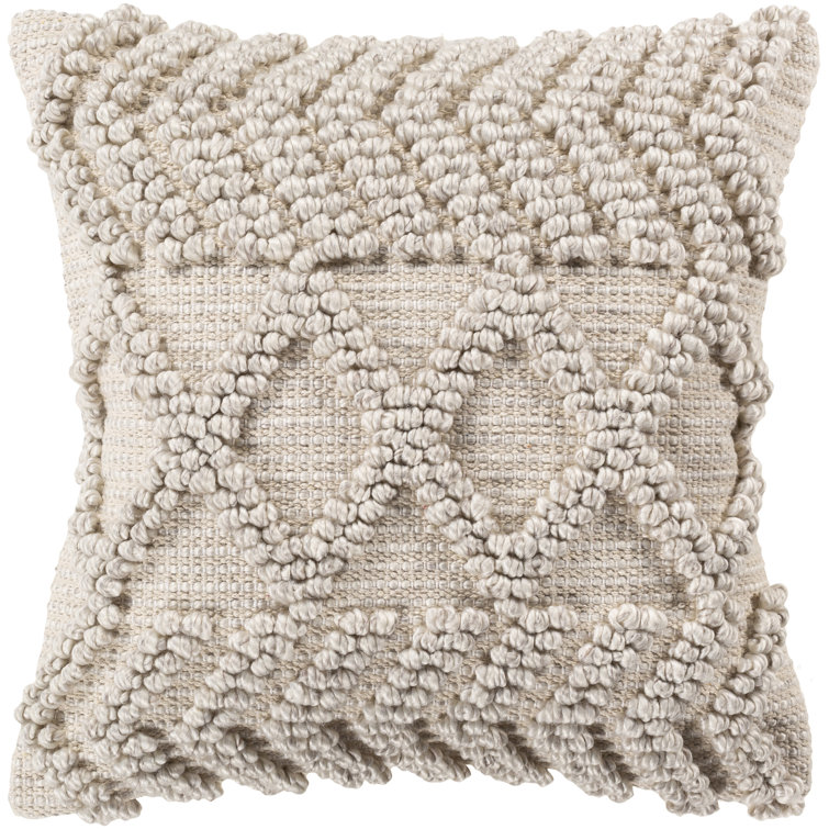 Anders 20" Square Beige Cotton Blend Throw Pillow