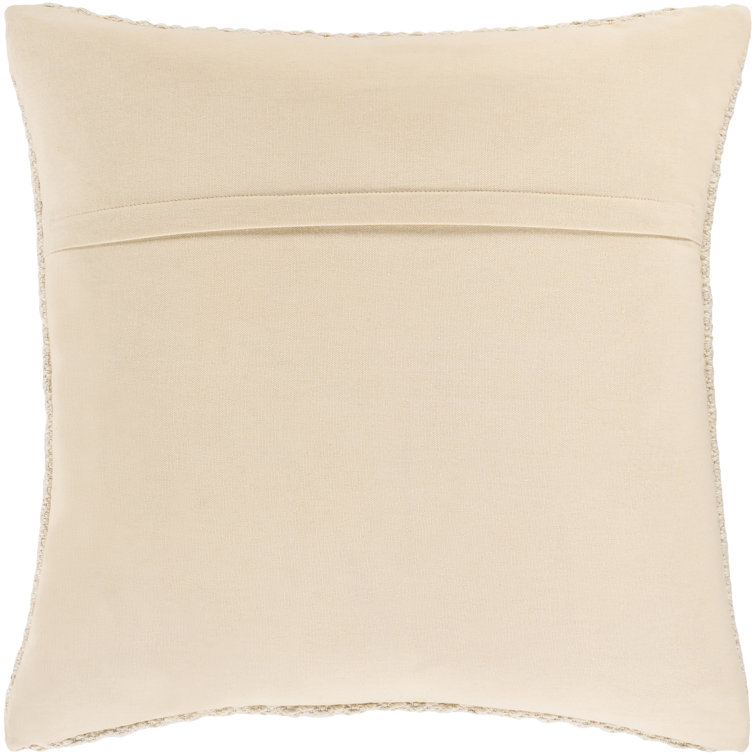 Ivory Woven Wool and Cotton Square Throw Pillow