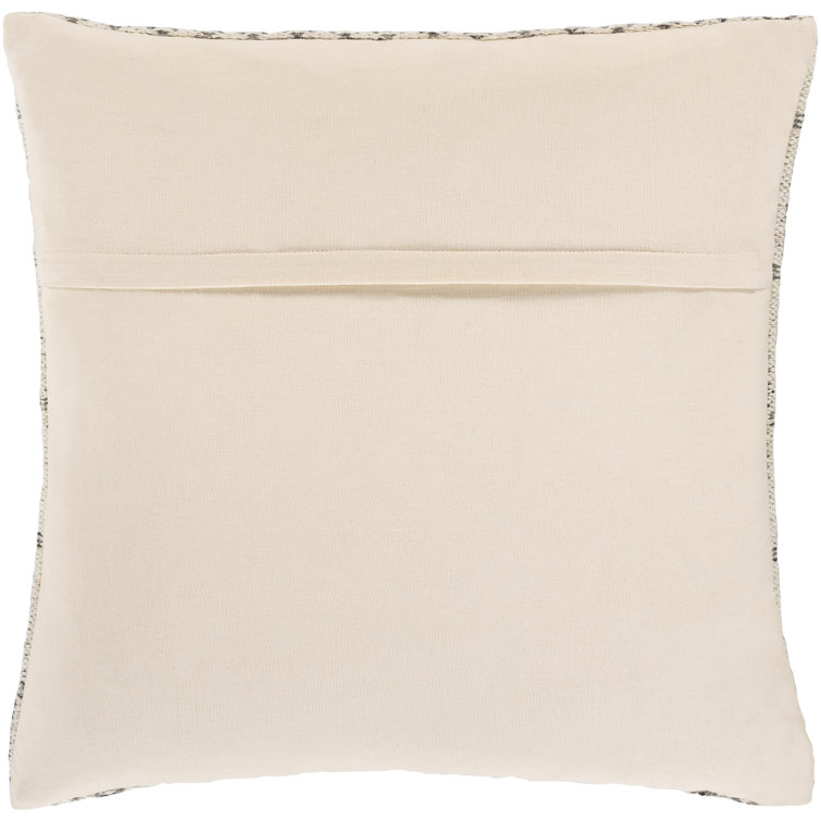 Charcoal and Ivory Geometric Wool Cotton Throw Pillow