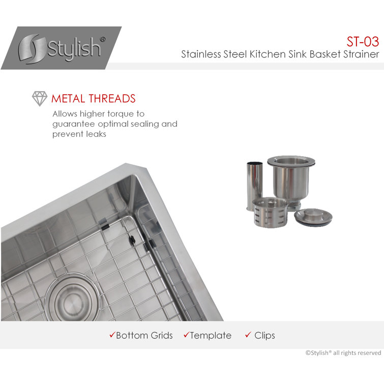 Brushed Nickel 3.5'' Stainless Steel Deep Basket Kitchen Sink Strainer