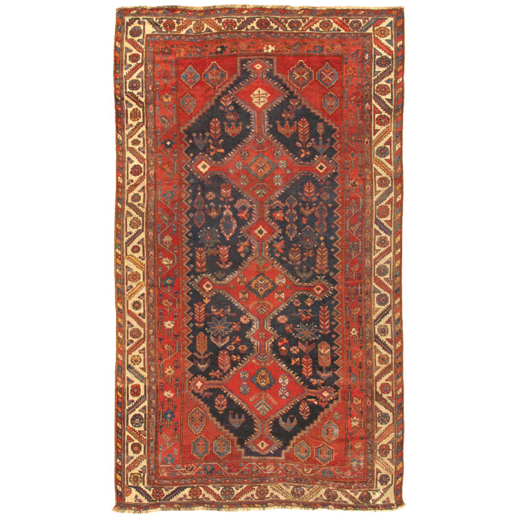 Antique Azerbaijan Floral Rust Lamb's Wool 6'7" x 11'3" Area Rug