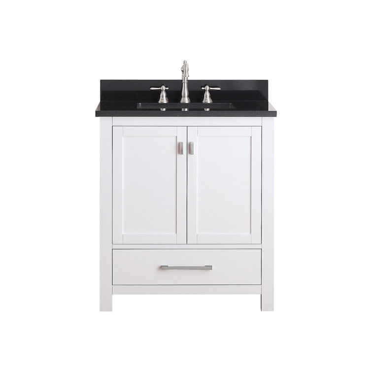 White 31'' Freestanding Vanity with Cala White Marble Top