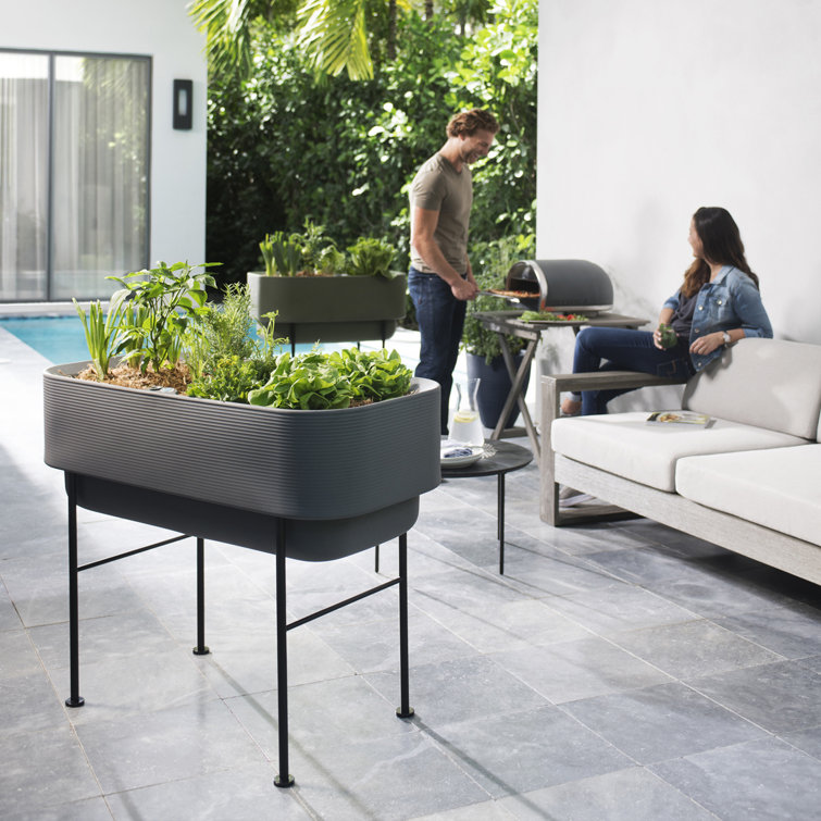 Nest Alpine White 22" x 44" Raised Planter with Steel Legs