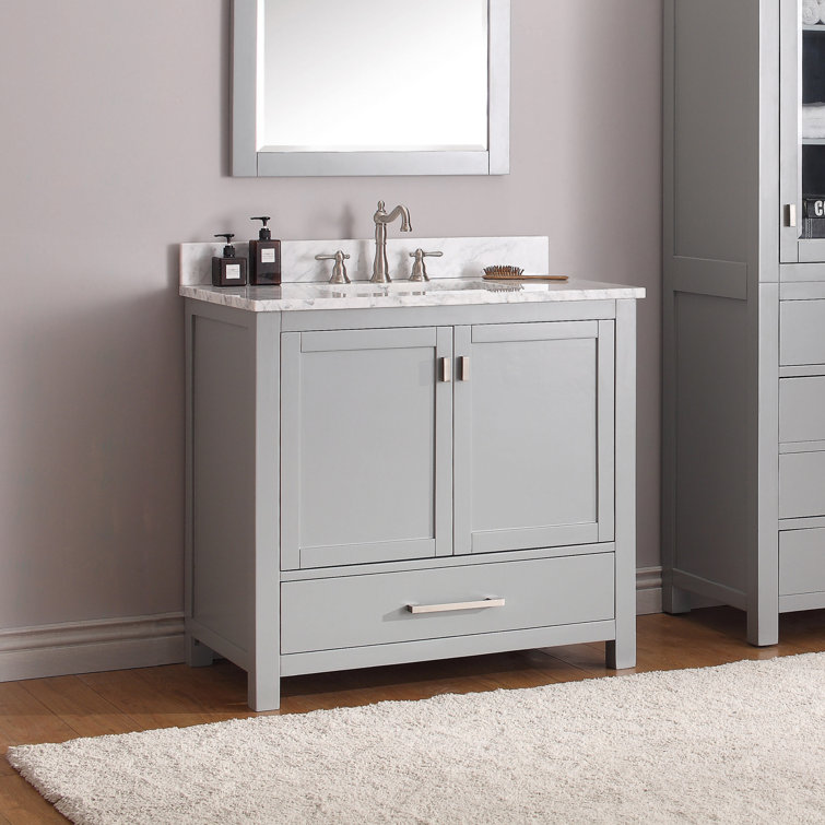 Modero 36'' Chilled Gray Solid Wood Single Vanity Base