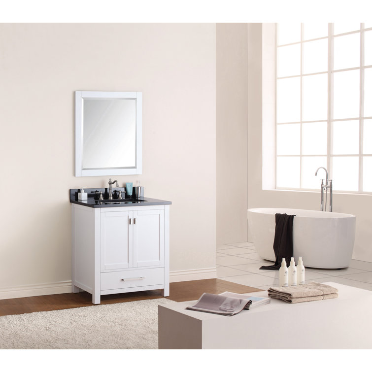 White 31'' Freestanding Vanity with Cala White Marble Top