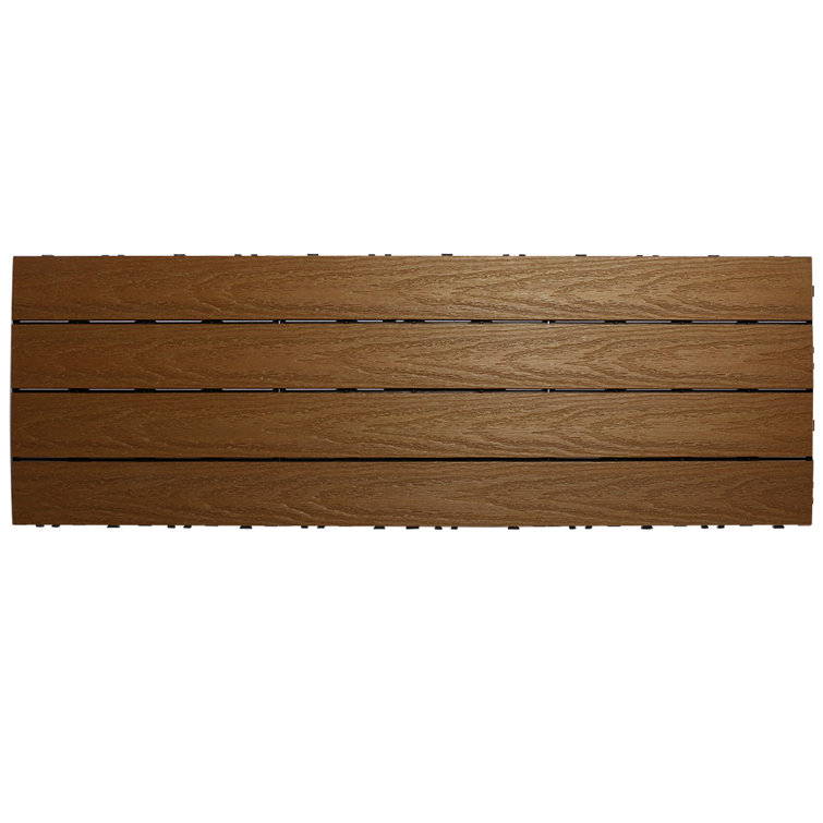 Peruvian Teak 36" x 12" Composite Deck Tile with Water Protection