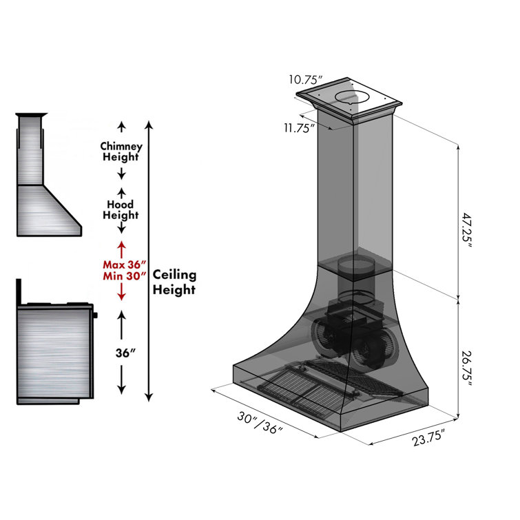 ZLINE 30" Hand-Hammered Copper Wall Mounted Range Hood