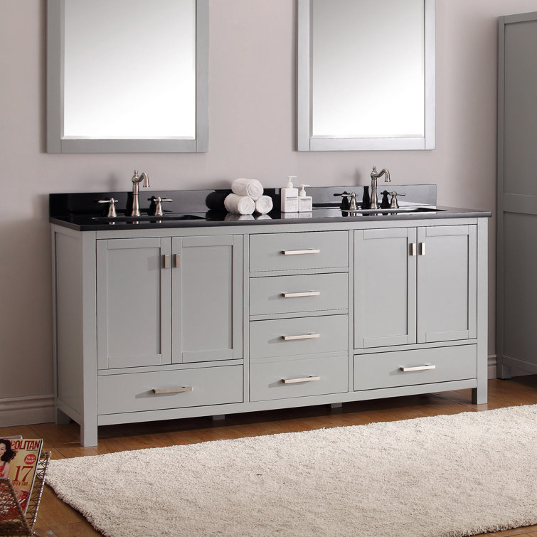 Chilled Gray 73'' Double Vanity with Cala White Top