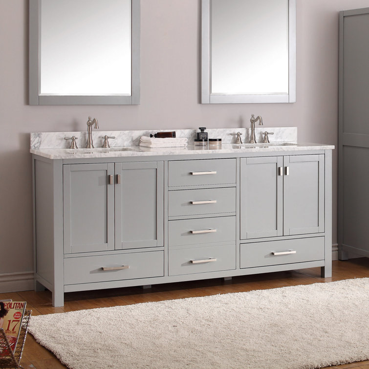 Modero 72'' Chilled Gray Solid Wood Double Vanity Base