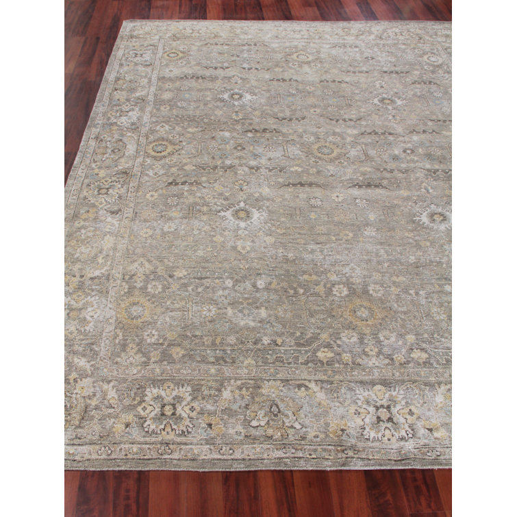 Heirloom Khaki Hand-Knotted Wool 10' x 14' Oriental Rug