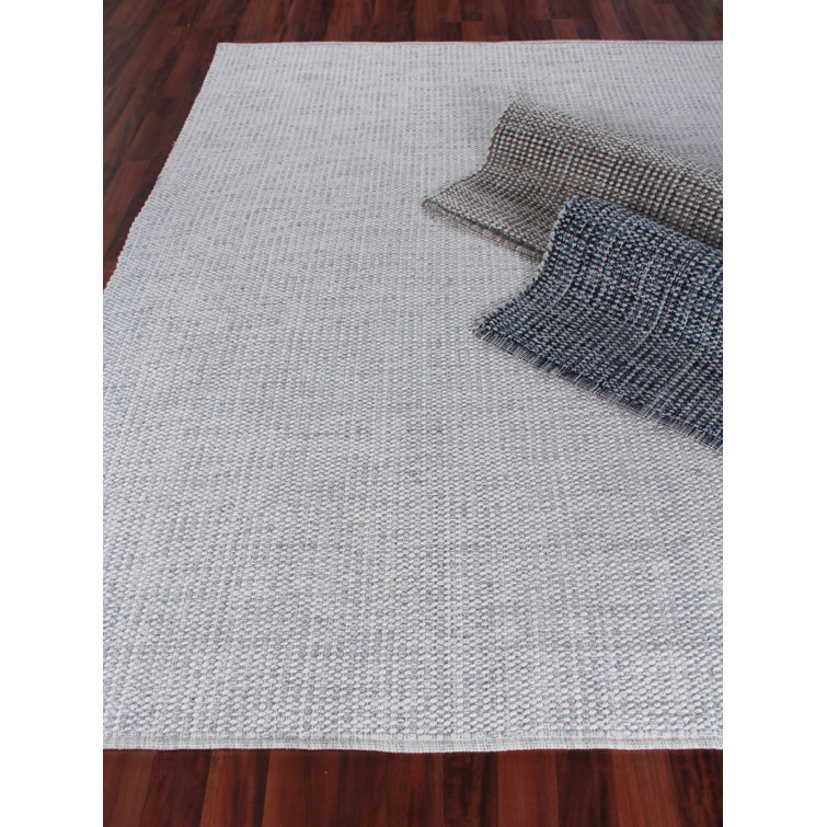 Ivory and Silver Flat Woven Wool Blend 6' x 9' Rug