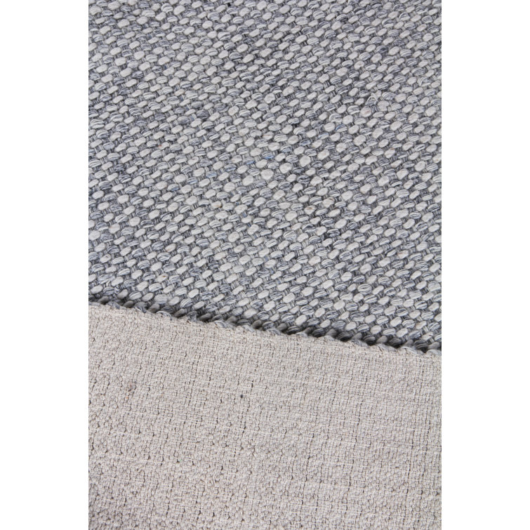 Ivory and Silver Flat Woven Wool Blend 6' x 9' Rug