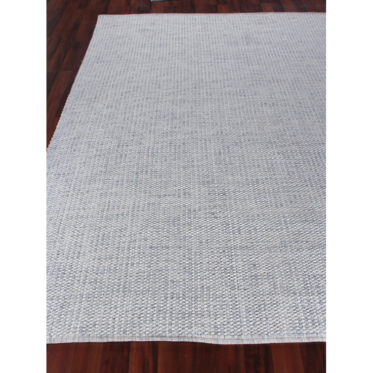 Ivory and Silver Flat Woven Wool Blend 6' x 9' Rug