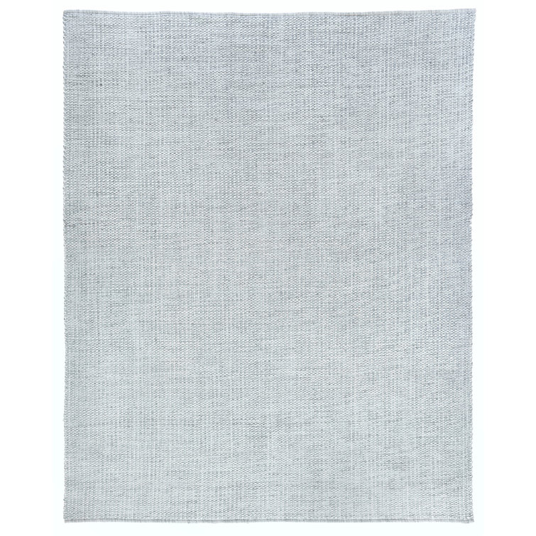 Ivory and Silver Flat Woven Wool Blend 6' x 9' Rug