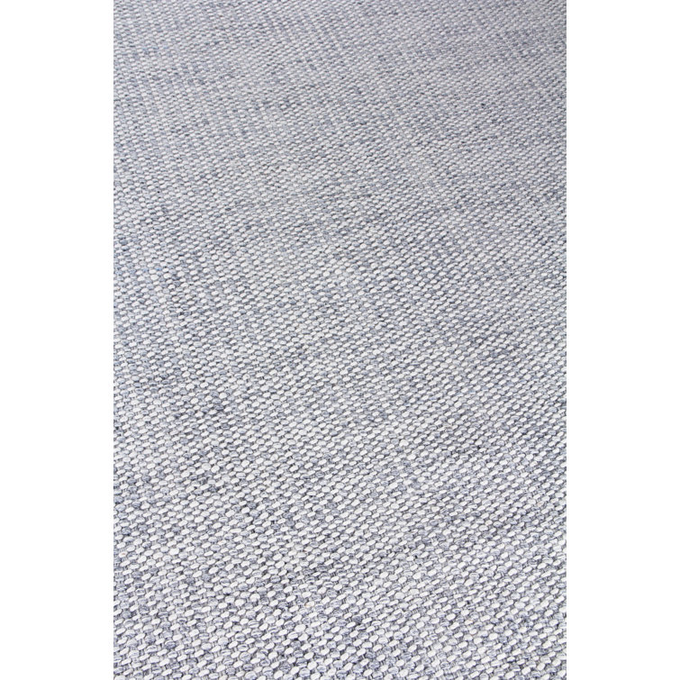 Ivory and Silver Flat Woven Wool Blend 6' x 9' Rug
