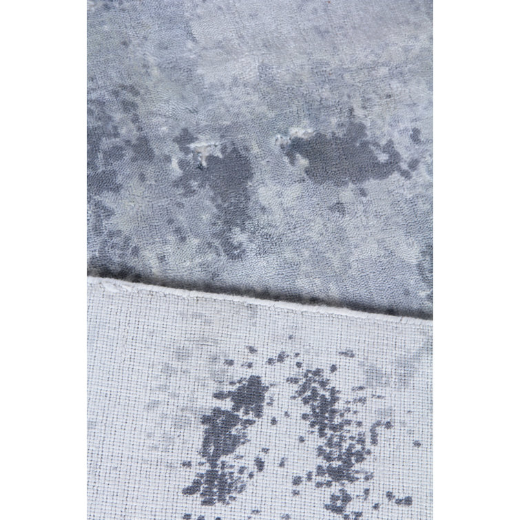 Handmade 9' x 12' Silver Gray Ivory Abstract Viscose Cotton Rug