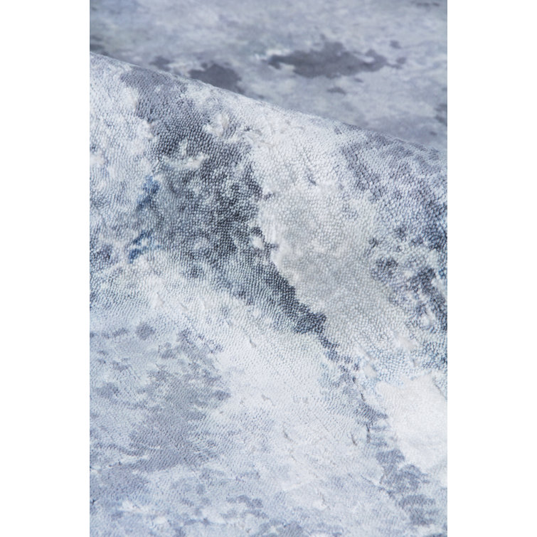 Handmade 9' x 12' Silver Gray Ivory Abstract Viscose Cotton Rug