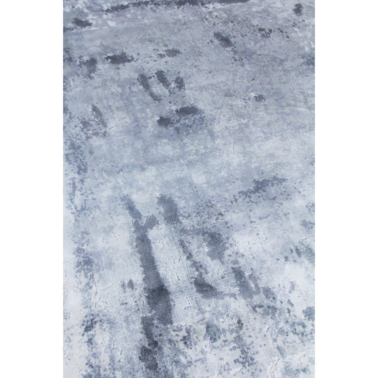Handmade 9' x 12' Silver Gray Ivory Abstract Viscose Cotton Rug