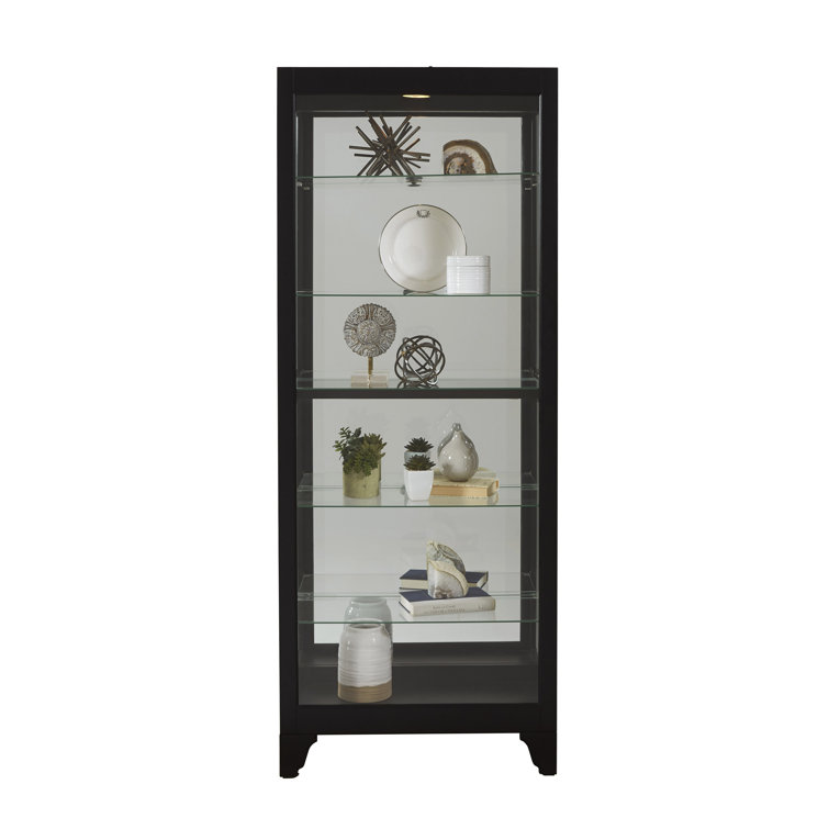Onyx Black Lighted Curio Cabinet with Glass Shelves