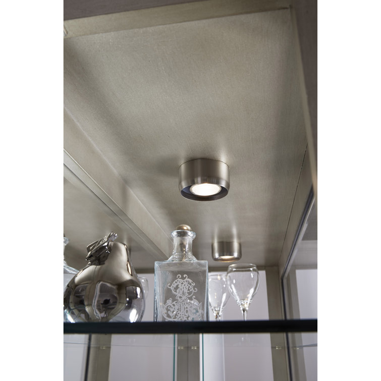 Aged Silver Lighted 5-Shelf Curio Cabinet with Poplar Wood Legs