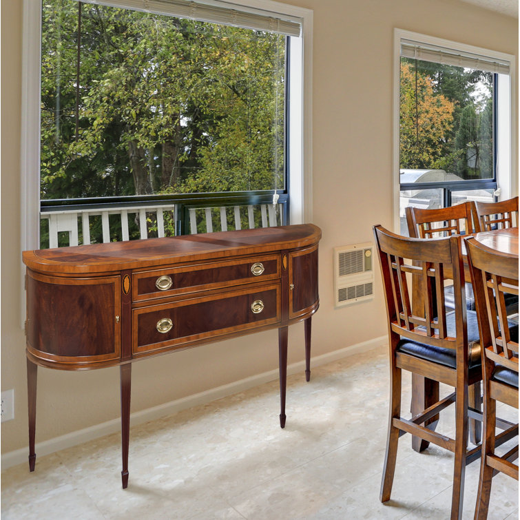 Mahogany and Tulipwood Traditional 68'' Sideboard with Brass Hardware