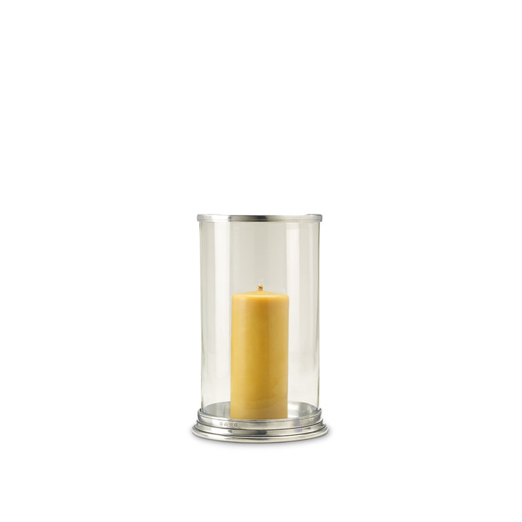 Clear Glass Hurricane Candle Holder with Pewter Base