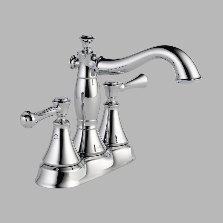 Elegant Classic Chrome Centerset Bathroom Faucet with Metal Handles