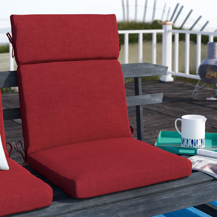 Ruby Red Polyester Outdoor Highback Dining Chair Cushion