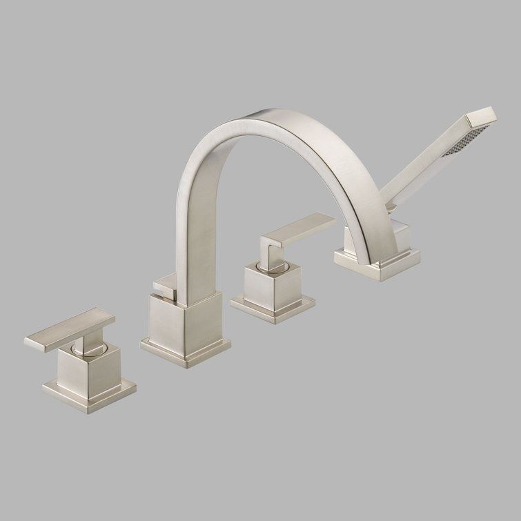 Stainless Steel Widespread Deck Mounted Roman Tub Faucet with Handshower