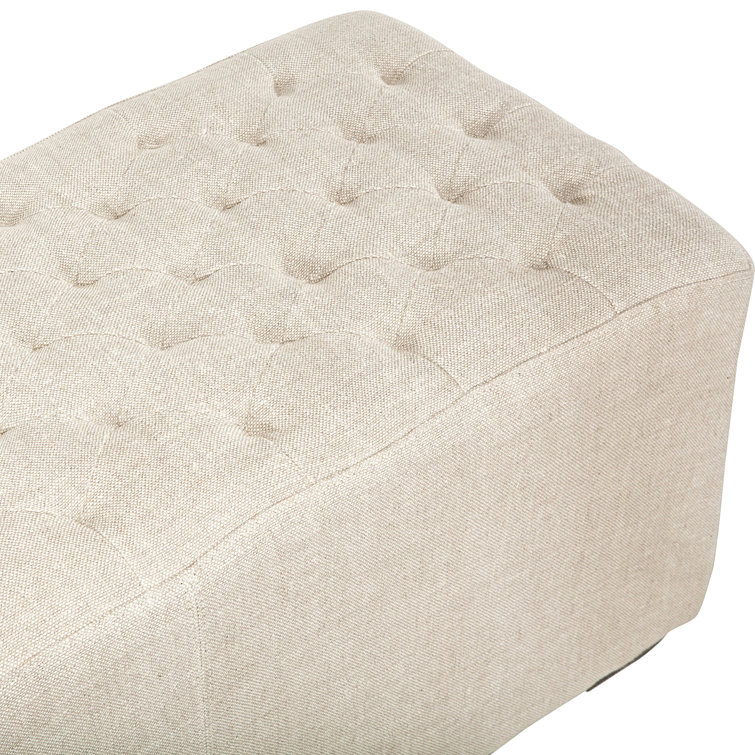 Arabella Beige Upholstered Bench with Antique Bronze Handles