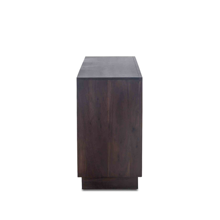 Mid-Century Raw Walnut & Ebony Double Dresser with Live Edge Drawers