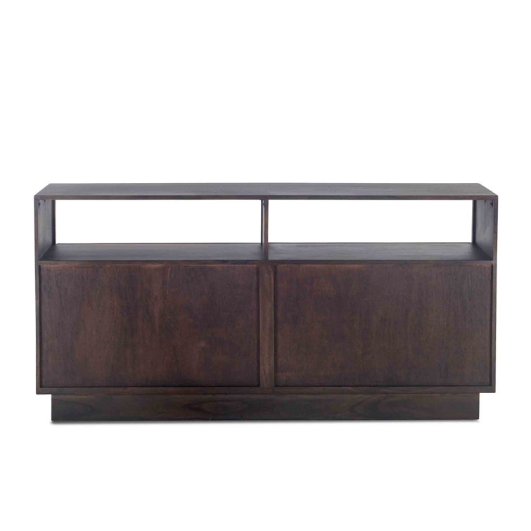 Mid-Century Raw Walnut & Ebony Double Dresser with Live Edge Drawers